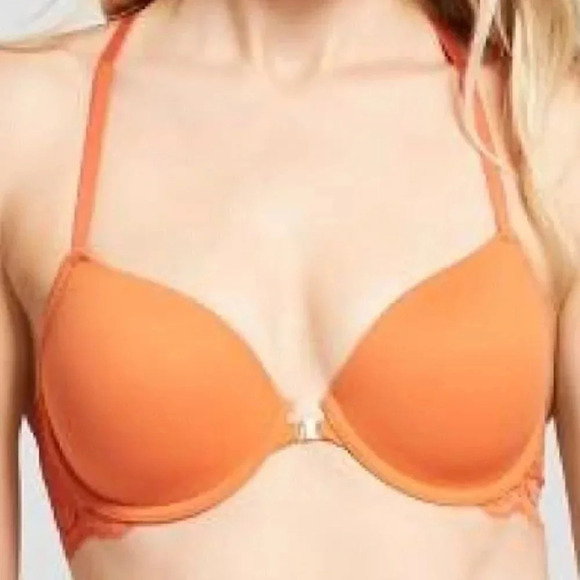 34A Gilligan O'Malley Front Close Everyday Lace Racerback Demi UW Bra Orange NWT - Picture 2 of 8